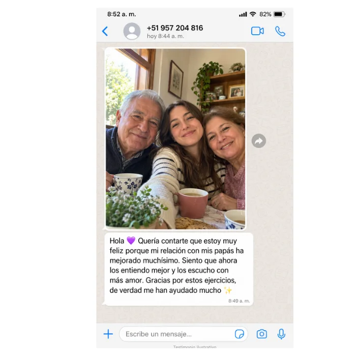 Captura de WhatsApp: una clienta cuenta que su relación con sus papás mejoró muchísimo